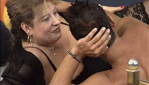 Disgusting old slut Nancy seduces a man for sucking his strong cock porn pics