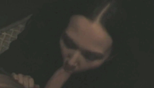 Cock hungry chick gives a blowjob in the dark room porn pics