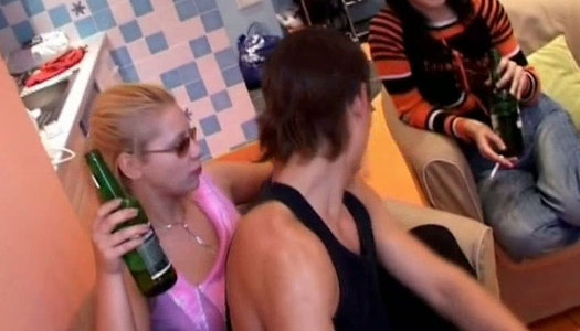 Amateur group of horny chicks get drunk and gonna be fucked in the flat porn pics