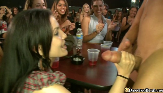 Incredibly dirty and slutty bitches are sucking cock on a stage porn pics