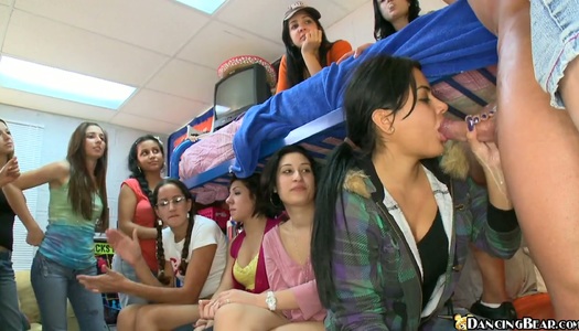 College girl is sucking a cock in front of her friends until the guy cums filling her mouth with jizz porn pics