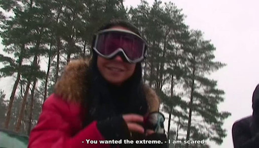 Adventurous couple is riding a snowmobile in WTF Pass reality porn video porn pics