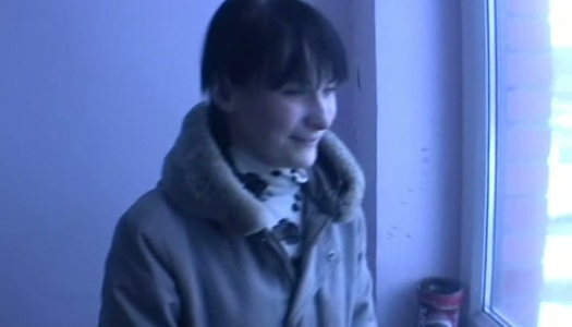 Cheesy bitch is fucking a stranger on a staircase porn pics