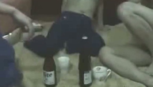 Amateur tipsy brunette gets her fancy tickled and pleases two dicks at once porn pics