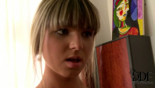 Sophisticated mistress drills untouched pussy of skinny teen with strap on porn pics