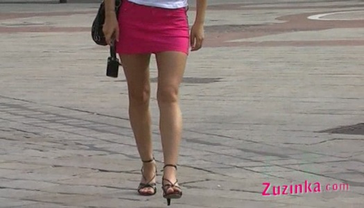 Cuddly brunette girl shows her tight pussy in public porn pics