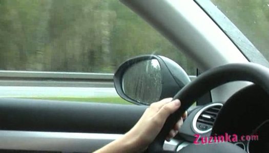 Zuzinka drives a car and masturbates her pussy porn pics