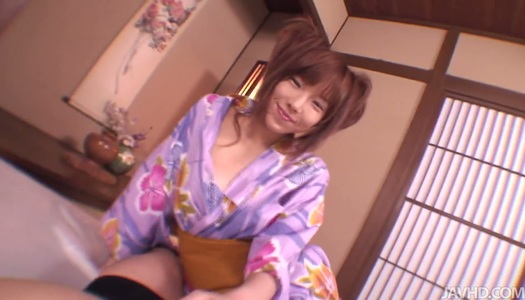 Fresh faced Japanese SERINA HAYAKAWA oral fucks hard cock porn pics