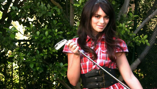 Sexy golf player with nice butt Ashly masturbates on the green lawn porn pics