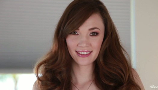 Brunette girl Aria Amor shows her pink pussy porn pics