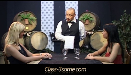 Horn-mad drunk nymphos seduce a waiter for being fucked doggy right in the restaurant porn pics