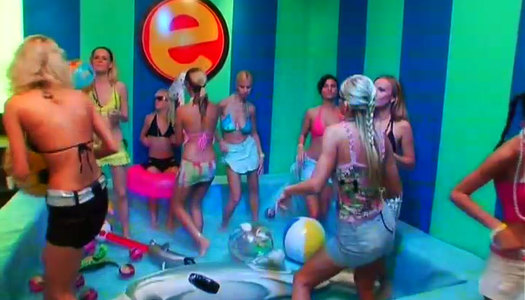 Crowd of aroused half naked chics party hard in club porn pics