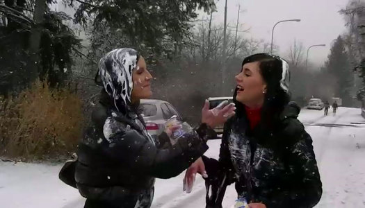 Alike looking brunettes wander along the streets to win strong hot dicks porn pics