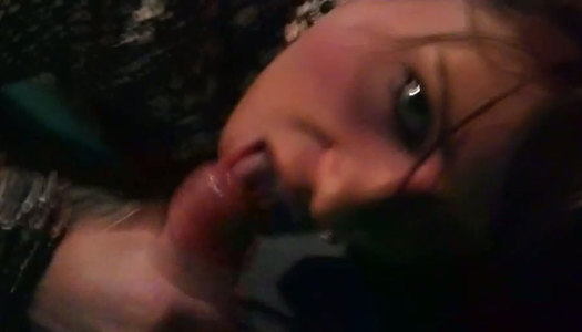 Disgusting brunette gets totally absorbed with sucking a stiff dick for cum porn pics