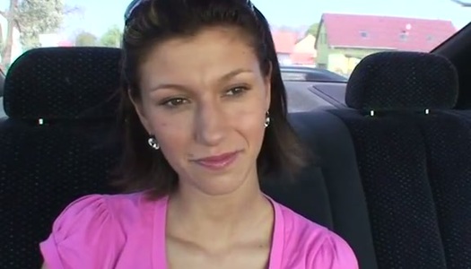 Pretty girl gets her shaved pussy fondled in the car porn pics