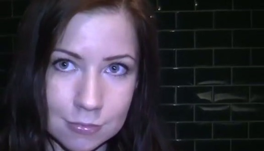 Russian redhead blows two cocks in the toilet porn pics