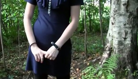 Tasty looking blondie gives a blowjob to her BF in the forest porn pics