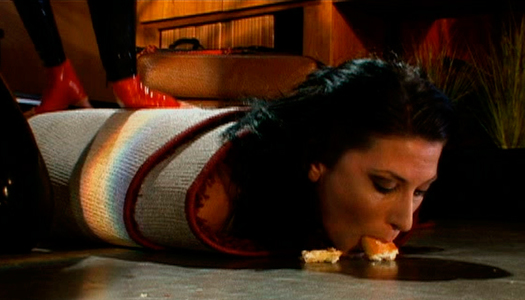 Cuddly brunette chic gets rolled in a carpet by horny domina porn pics