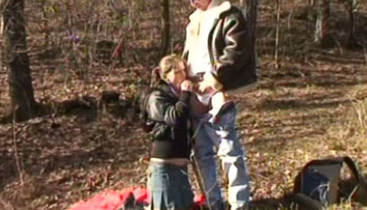 Thirsting for gooey cum slutty Regina kneels down and sucks the stranger's dick porn pics