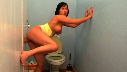 Voracious brunette Renata sucks cock through the glory hole porn pics