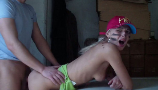 Slutty and dirty amateur blondie gets fucked doggy right in the garage porn pics