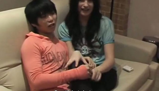 Smiling amateur brunette desires to ride the dick of her Korean boyfriend porn pics