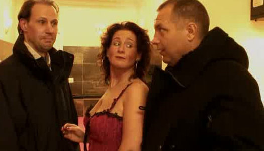 Curly ugly brunette filth in corset sucks the dick of Bruno from Italy porn pics