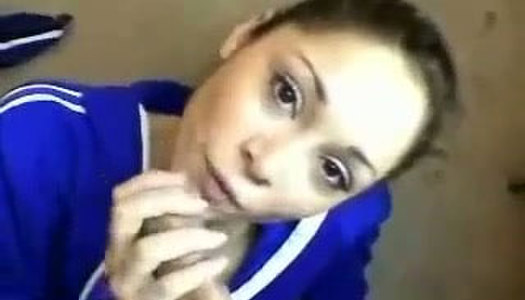 Sporty amateur brunette kneels down to plug a fat strong dick in mouth porn pics