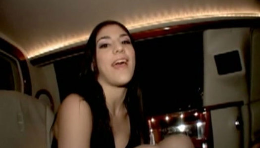 Filthy brunette babe gets into stranger's car for hot sex session porn pics