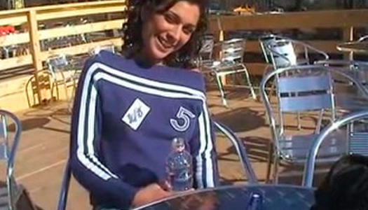 Sweet brunette from the street gives deep throat blowjob porn pics