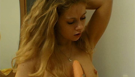 Busty tasty looking Russian amateur drills her cunt with dildo porn pics