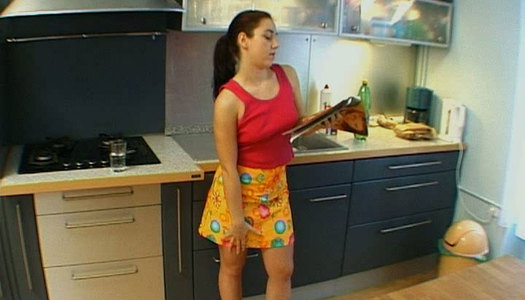 Steamy curvy teen tickles her snatch with fingers sitting on table porn pics