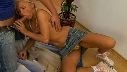 Salty Russian blond amateur gives a reverse cowgirl ride to horny man porn pics