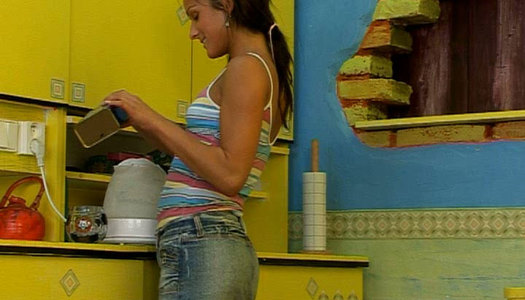 Tanned hilarious teeny cook jams tits and fingers her wet pussy in the kitchen porn pics