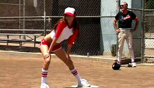 Bunch of sextractive young cuties play baseball in raunchy costumes porn pics