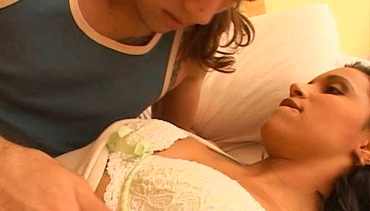 Alluring brunette hottie sucks massive cock before riding it cowgirl porn pics