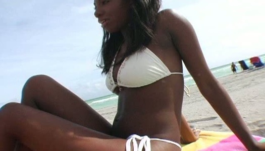 Booty ebony bitch wearing white bikini wants something special porn pics