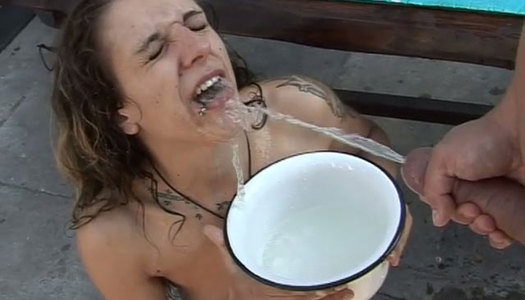 Nasty girl with filthy mind is piss drinking in dirty porn video porn pics
