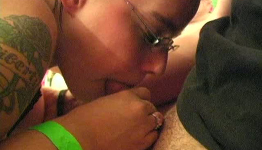 Four-eyed slut with big saggy boobs is sucking cock deepthroat at the college party porn pics
