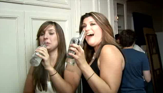 College girlfriends are kissing and sucking each others nipples at the party porn pics