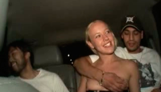 Skanky blond teen masturbates lying on dirty floor in grocery store porn pics