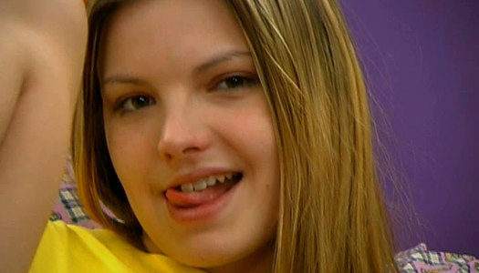 Cuddly teen chick pleases her tight pussy with sex toy porn pics