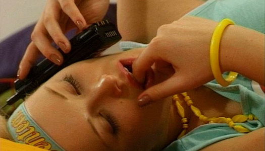 Horny blonde teen with juicy boobs pokes her twat with dildo porn pics