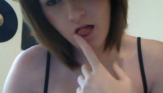 Attractive amateur girl poses on webcam wearing black lingerie porn pics