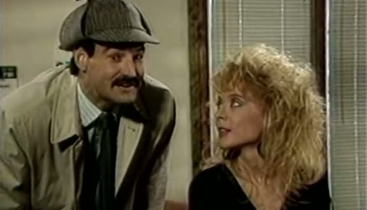 Retro blonde hoochie gives blowjob and licks balls porn pics