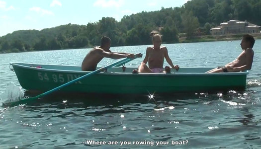 Skinny blonde hoe with small tits got DPed in hardcore gangbang porn pics