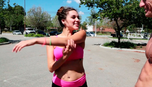 Bitchy black haired hooker Zoey blows hard penis in car porn pics