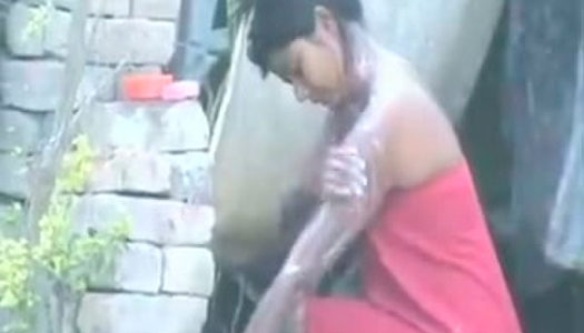 Cute Indian chick with slim body gets caught on hidden camera porn pics