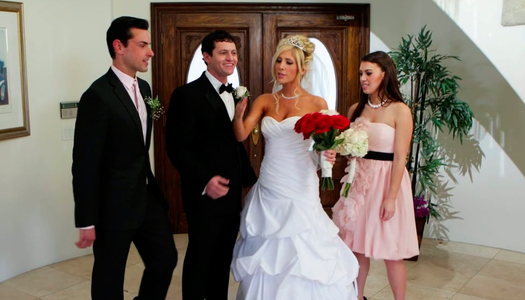 Sexy bride Tasha Reign kisses passionately at the wedding porn pics