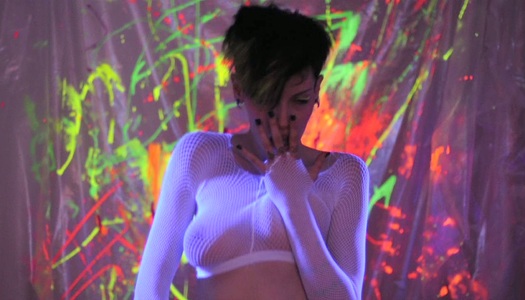 Fluorescent medley with shapely brunette Jinxy Laroue porn pics